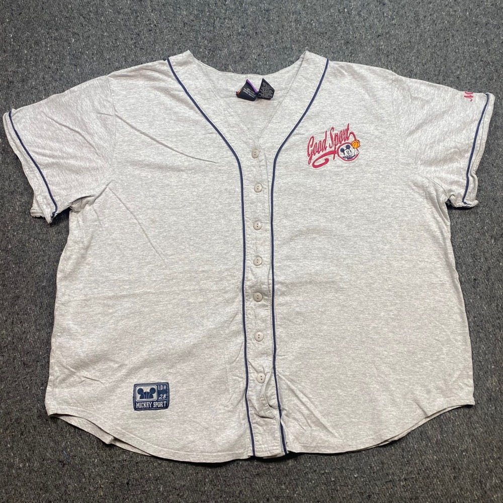 Mickey Unlimited Baseball Jersey Sz 22W Womens Gray Good Sport Basketball Disney